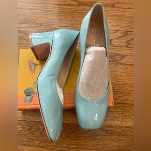 new Stylish Aqua Patent Leather Heels
